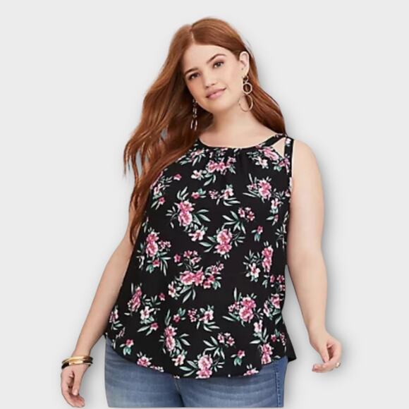 Torrid Tops - Torrid Georgette with knit back floral print tank top size 3/3X